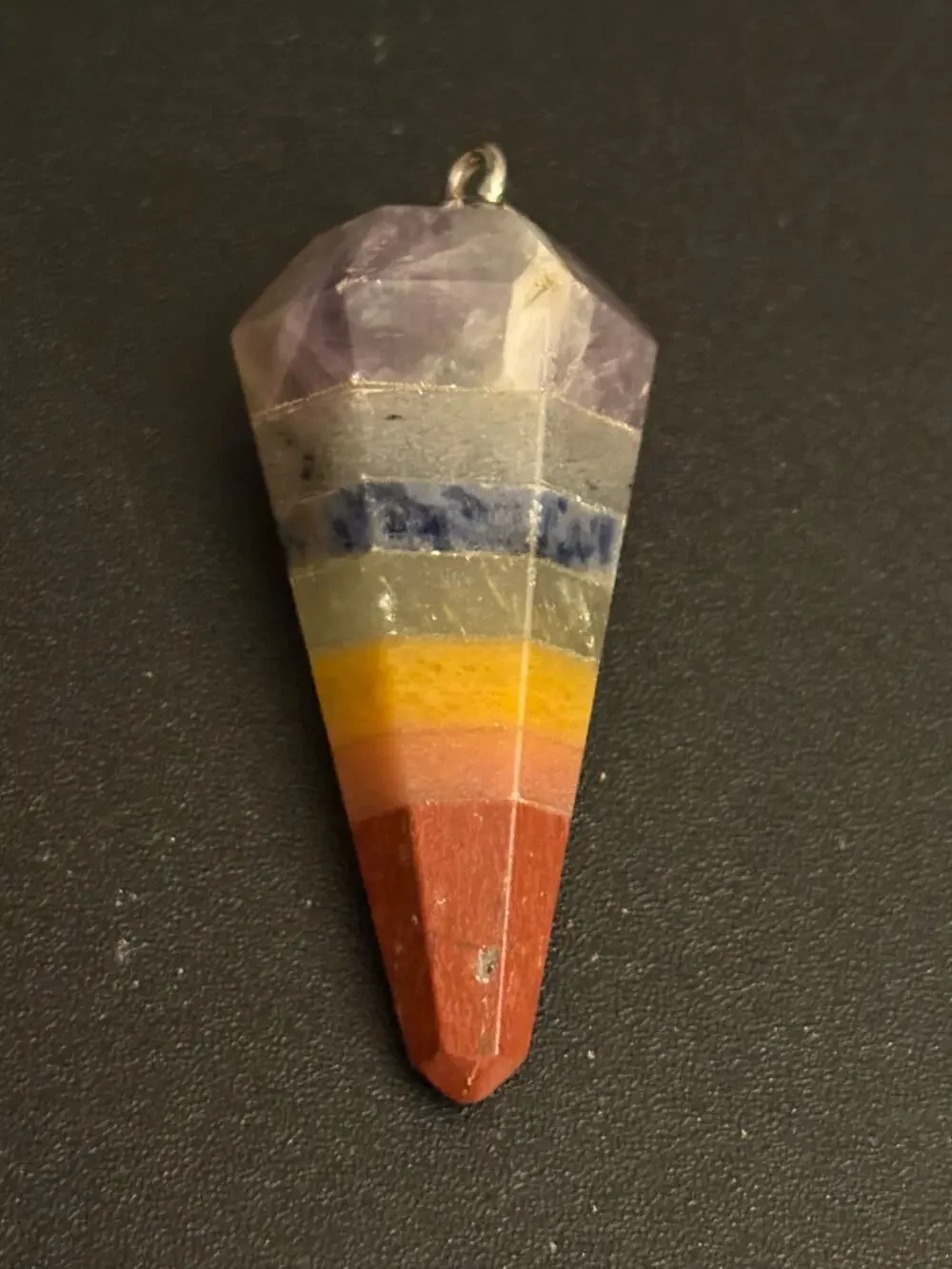Vintage Genuine 7 Chakra Faceted Crystal Pendulum Pendant